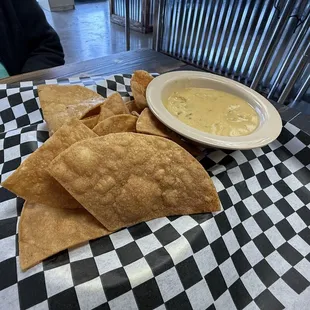 Homemade chips &amp; Queso