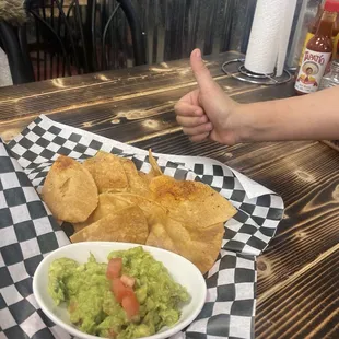 Kid approved guac with house made tortilla chips