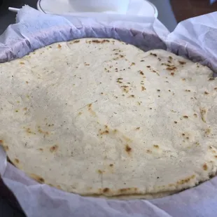 a tortilla in a basket