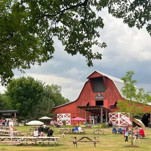 Barn area with picnic tables