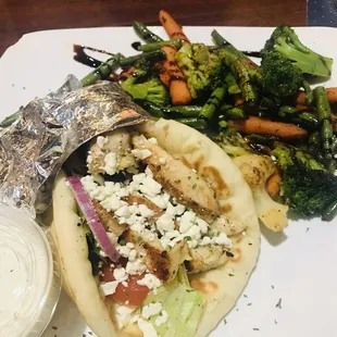 Marinated Chicken gyro with sautéed veggies