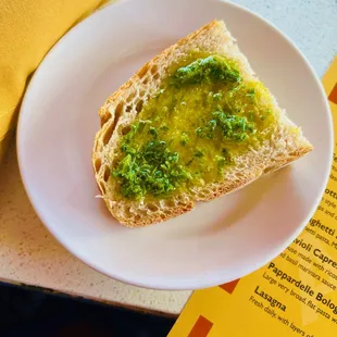 complimentary bread and herb oil