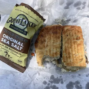 Full Carson's sandwich (sub chicken and no mozzarella) with Great Lakes Chips. Delish!