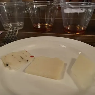 Cheese paired with Boot Hill white whiskey, bourbon whiskey, wheat whiskey