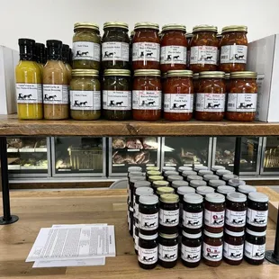 a display of jars of food