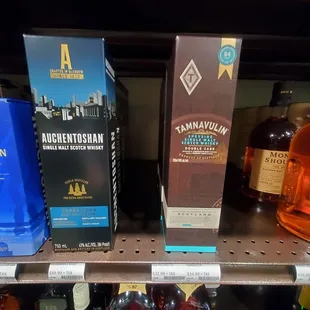 a shelf of liquor