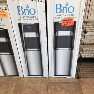 three brio water dispensers