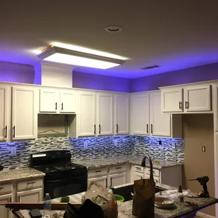 Latex painted cabinets.