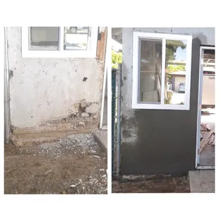 Comparison of before &amp; after; stucco repair