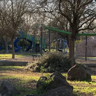 Big kids play structure and climbing wall