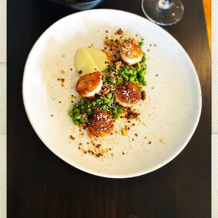 Pan-roasted scallops.