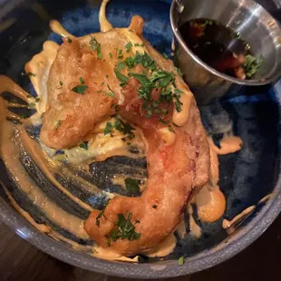 Local heritage squash tempura:  house-made sriracha aioli, yuzu ponzu