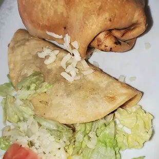 Crispy taco but beef inside was rock hard n super dry. Chimichanga was very good!