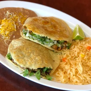 Homemade gorditas filled with your choice of meat