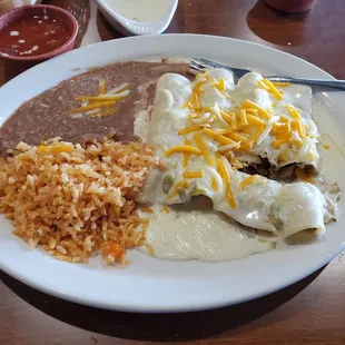 Chicken Enchilada Dinner with Queso.