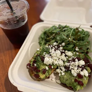 Avocado toast and Maui coffee