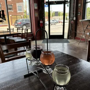 two glasses of wine on a table