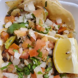 2 Mini Tacos with Fajita Veggies instead of meat.