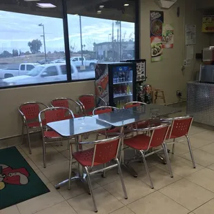 Half of the seating area inside.