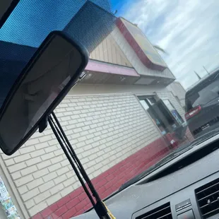 a view of the inside of a car