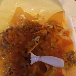 Cheese chile carne asada nachos