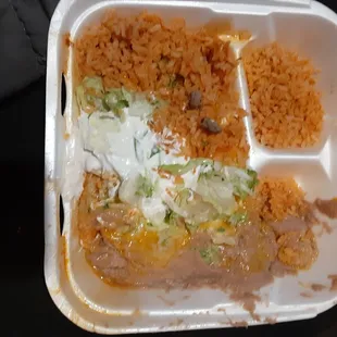 Garbage ass food never go again ordered enchiladas where are they dig into the beans garbage ass foof