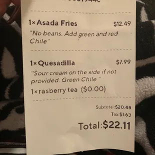 She said our receipt said "kids quesadilla" yeah i do not see kids quesadilla anywhere . Like i said zero stars.
