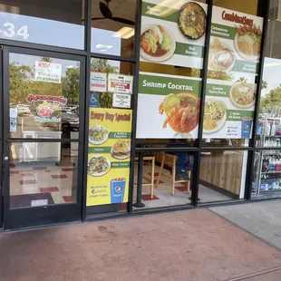 the entrance to the restaurant