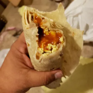 Bacon Breakfast Burrito w beans