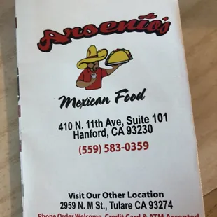 Front of the menu, call ahead, very friendly staff!