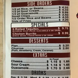 menu