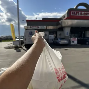 Outside - they have a drive thru!