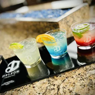 three drinks on a tray