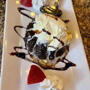 Lava cake with ice cream.