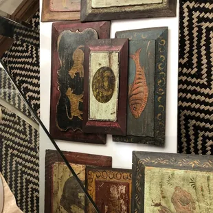 Hand painted panels from furniture pieces. They are from India