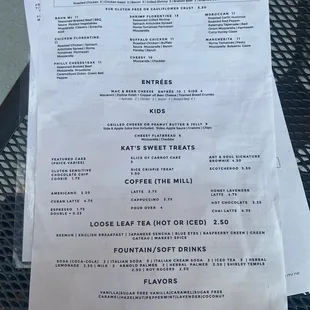 Lunch &amp; Dinner Menu (back) August 2021