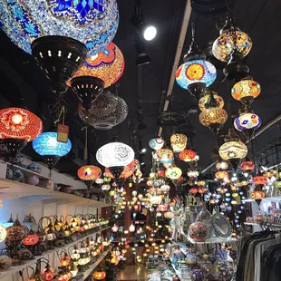 A den of delight. These hand crafted lights are globes of inspiration.