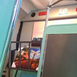 the interior of a bus