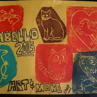 Picture of some of the art we made at Art and More (Ink process).