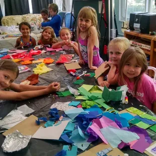 Crafty camp for younger children.  Color collages.