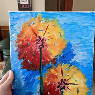 My painting of flowers that I made during this class, with almost no experience