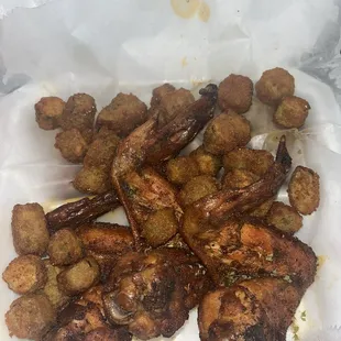 Smoked Wings, Fried okra