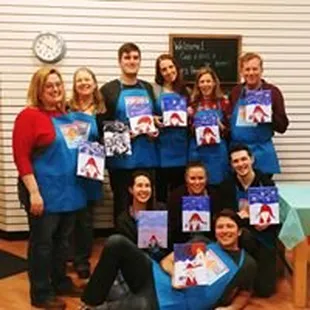 Art Mixer, a private US Bank team building painting class in our Foothills Mall studio!
