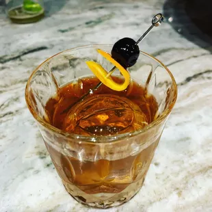 Old fashioned- maraschino cherry