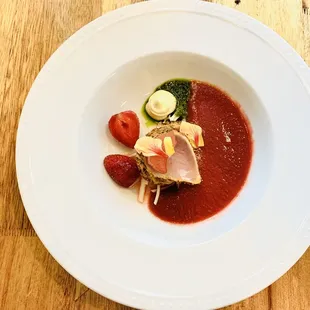 Albacore tuna and strawberry gazpacho