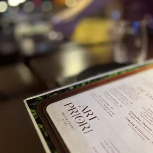 a menu on a table