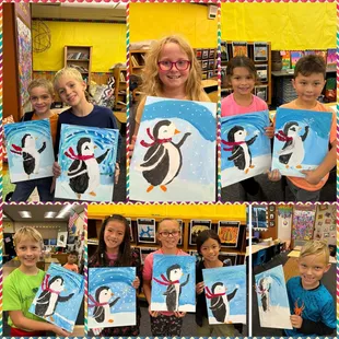 Snow penguins paintings!