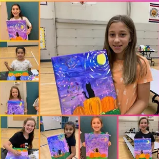 Spooky Night Girl Scout Troop Van Gogh inspired painting night!