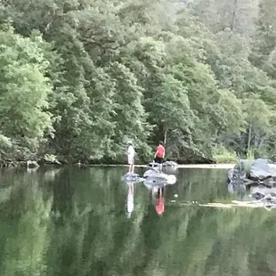 Fishing from campsite