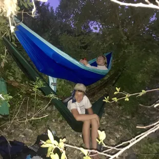 Boys chose to bring their hammocks. I slept in a tent...
